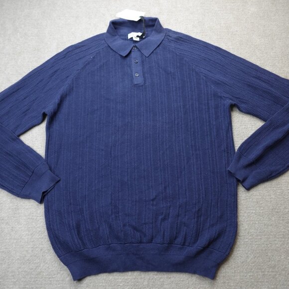 Reiss Polo XL Blue Linen Blend Raglan Long Sleeve Sweater NEW - Picture 1 of 11